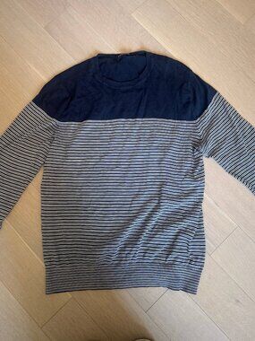 NWOT Z Zegna Black Stripe Crewneck Light sweater